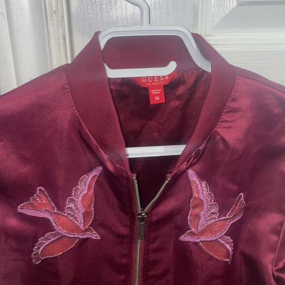 💜guess maroon silk bomber jacket - Picture 5 of 5